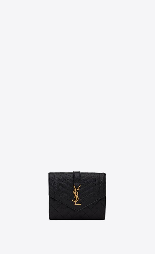 Saint Laurent Women's Gaby Compact Quilted Leather Tri-Fold Wallet - Noir One-Size