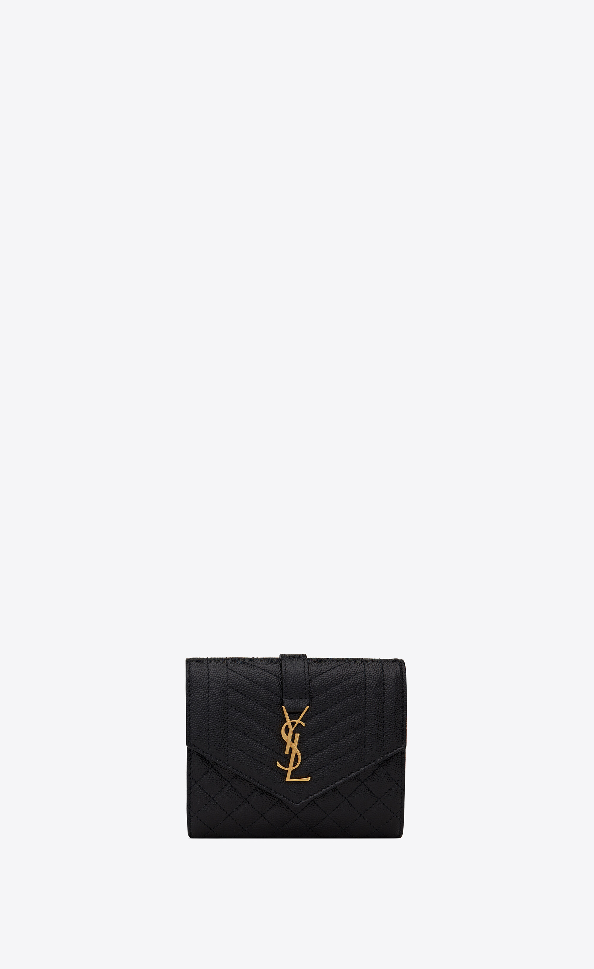Yves Saint Laurent Flap Grain de Poudre Wallet Olive Green