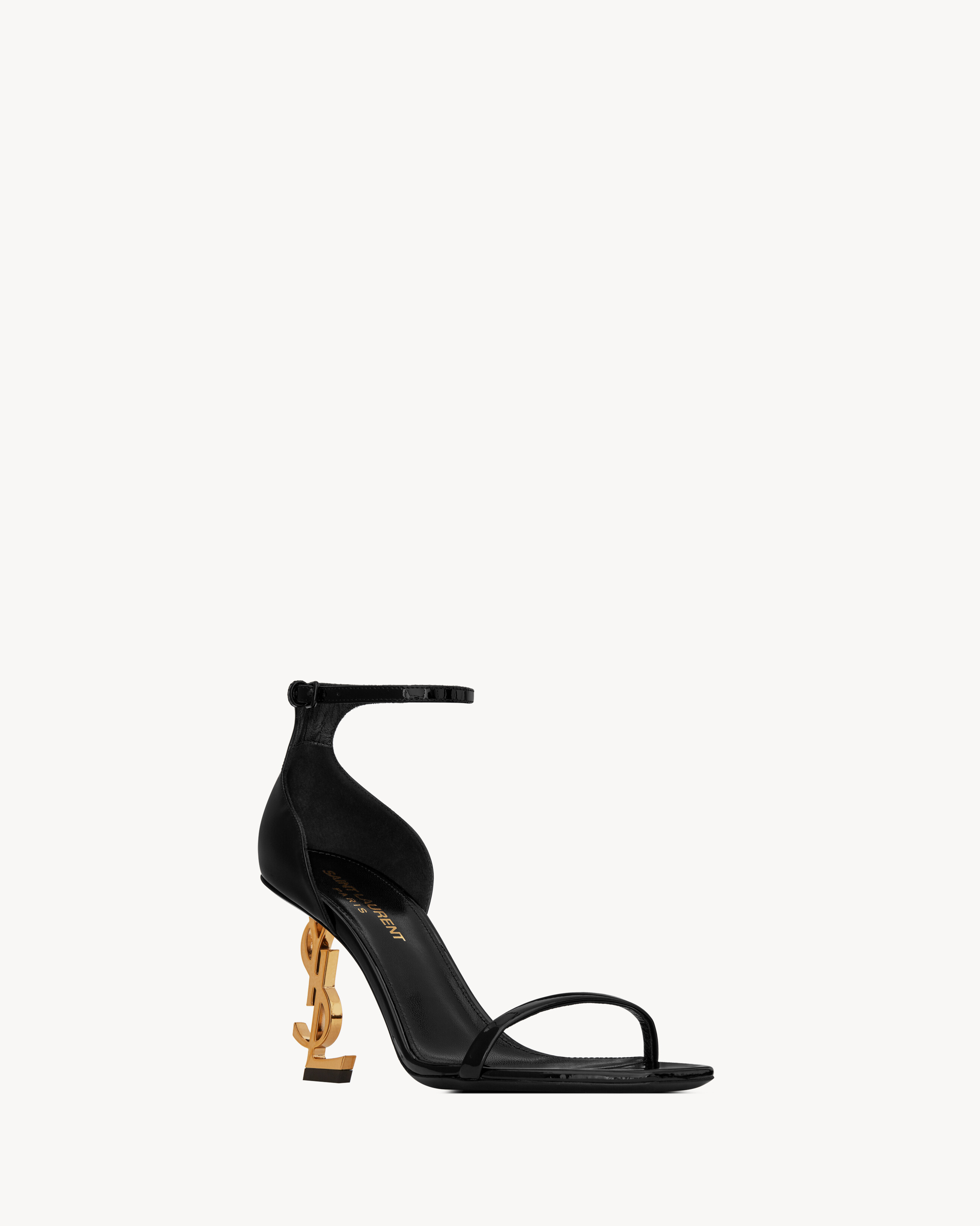 Opyum sandales en cuir verni en Noir Saint Laurent YSL FR-BE