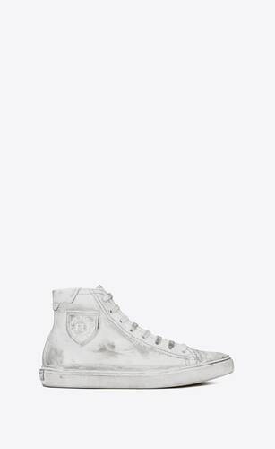bedford halbhohe sneaker aus weißem leder in used-optik