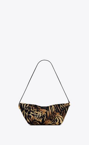 shoulder bag in tiger-print satin
