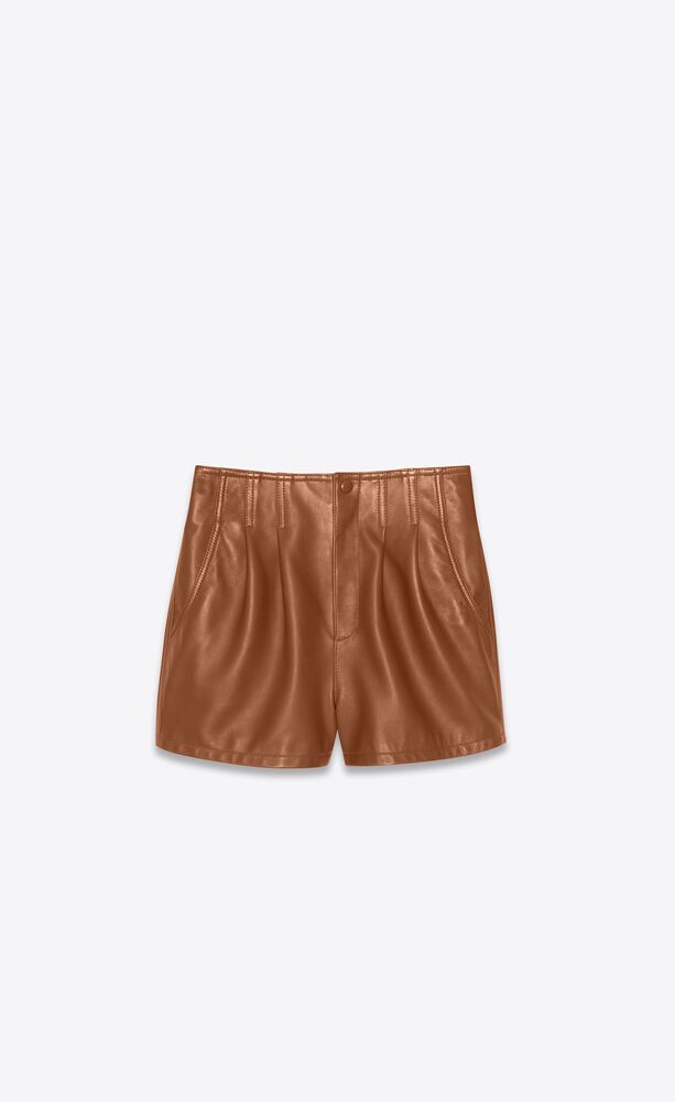 ラムスキンのハイライズプリーツショートパンツ Saint Laurent