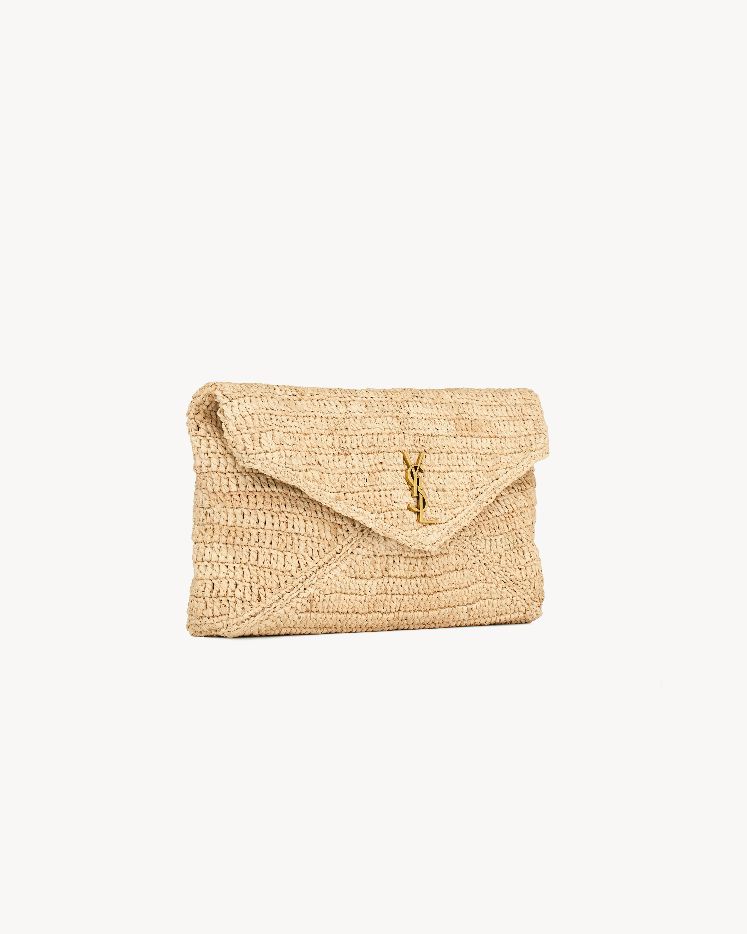 Saint Laurent Raffia Pouch CASSANDRE Large Envelope Pouch In
