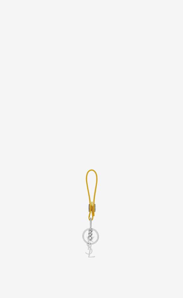 Saint Laurent Cassandre Key Ring In Smooth Leather Black in