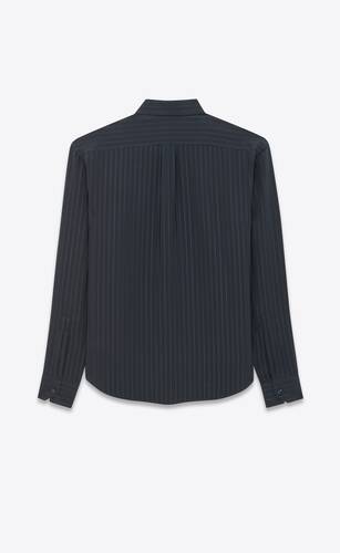 cropped shirt in mat and shiny striped silk