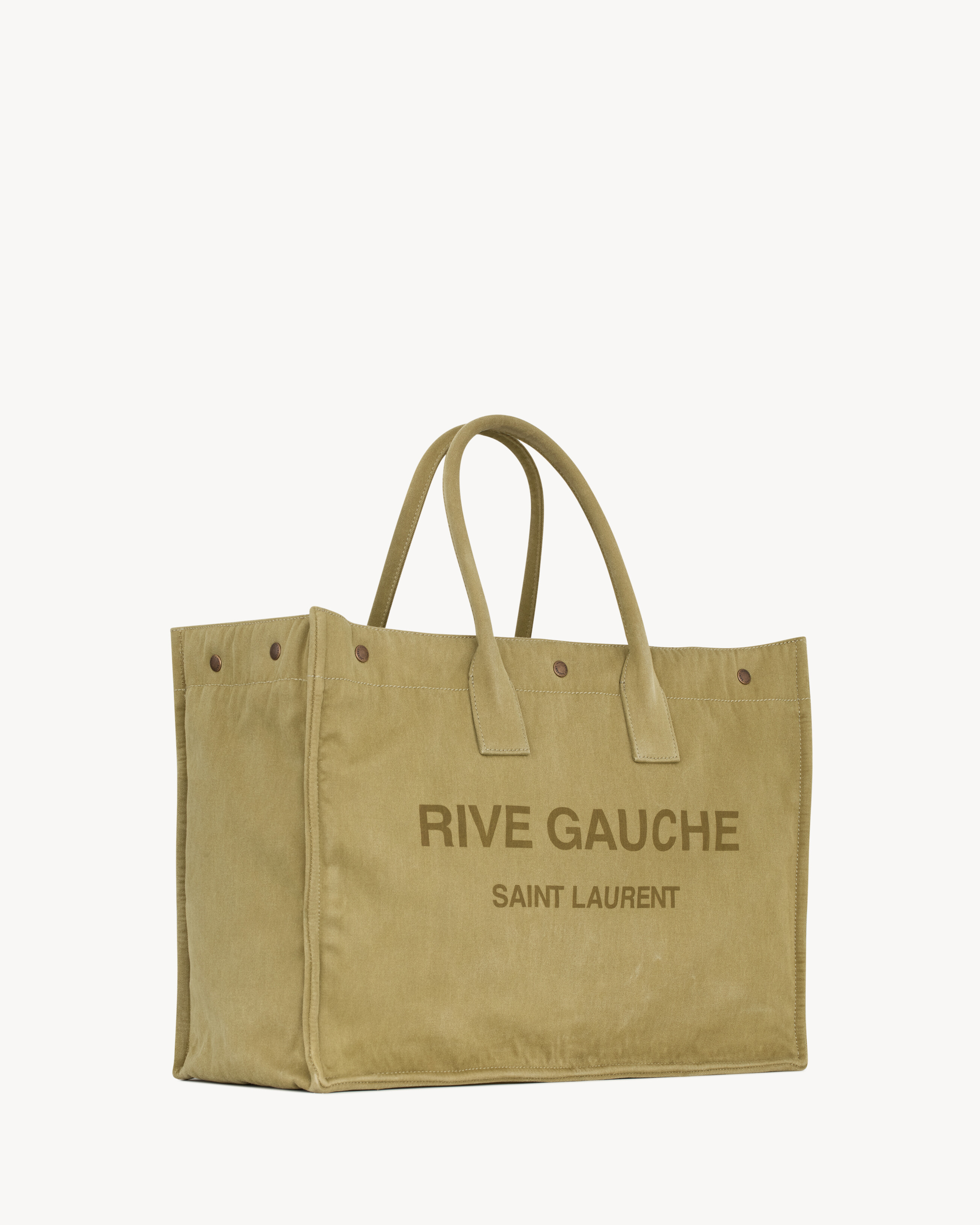 RIVE GAUCHE large tote bag in canvas in Green Saint Laurent