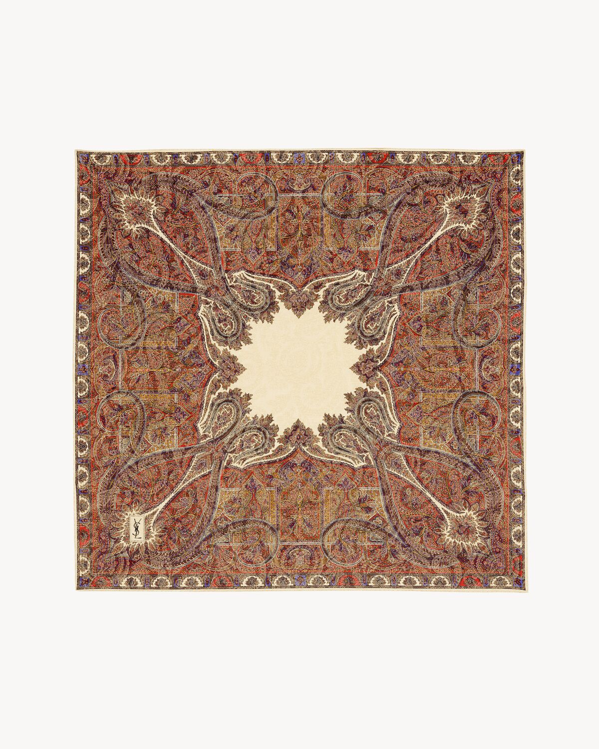 square scarf in vintage paisley jacquard