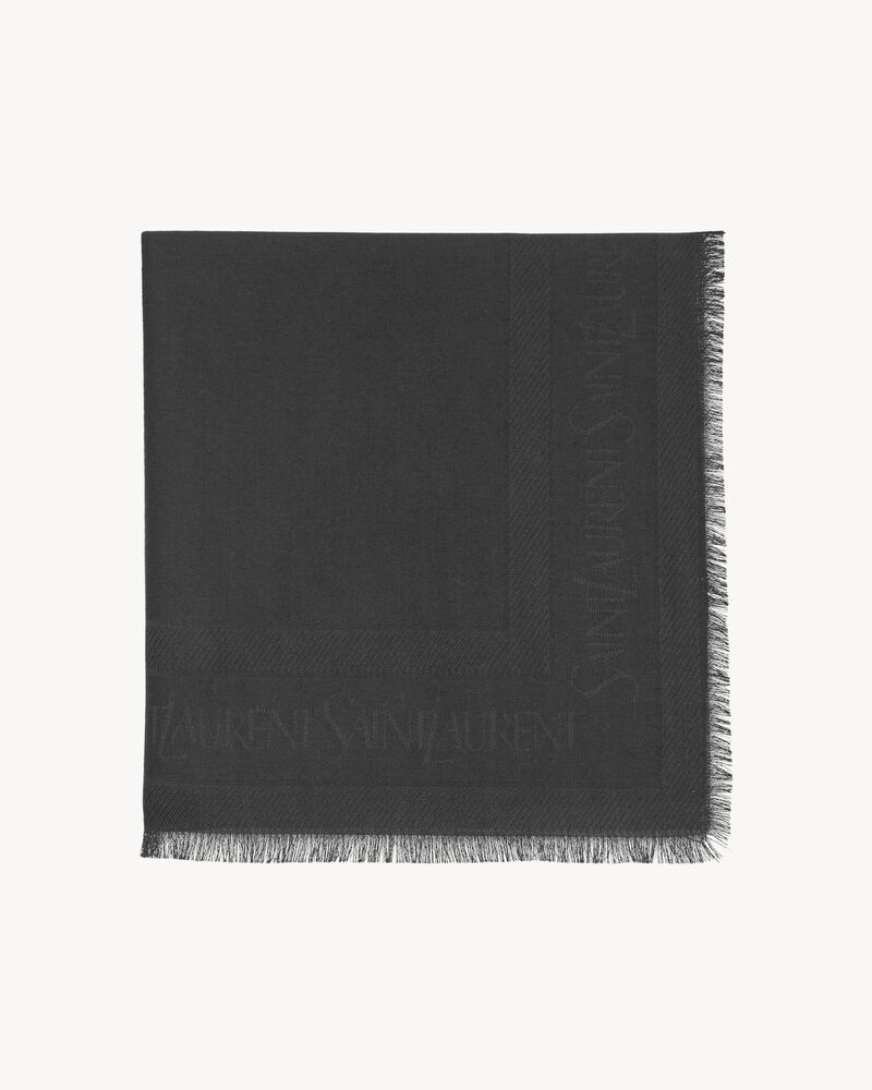 saint laurent large square scarf in wool and silk jacquard