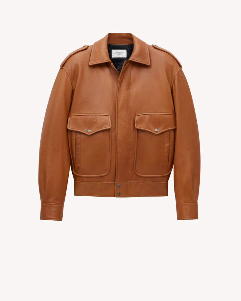 Blouson oversize en cuir grainé