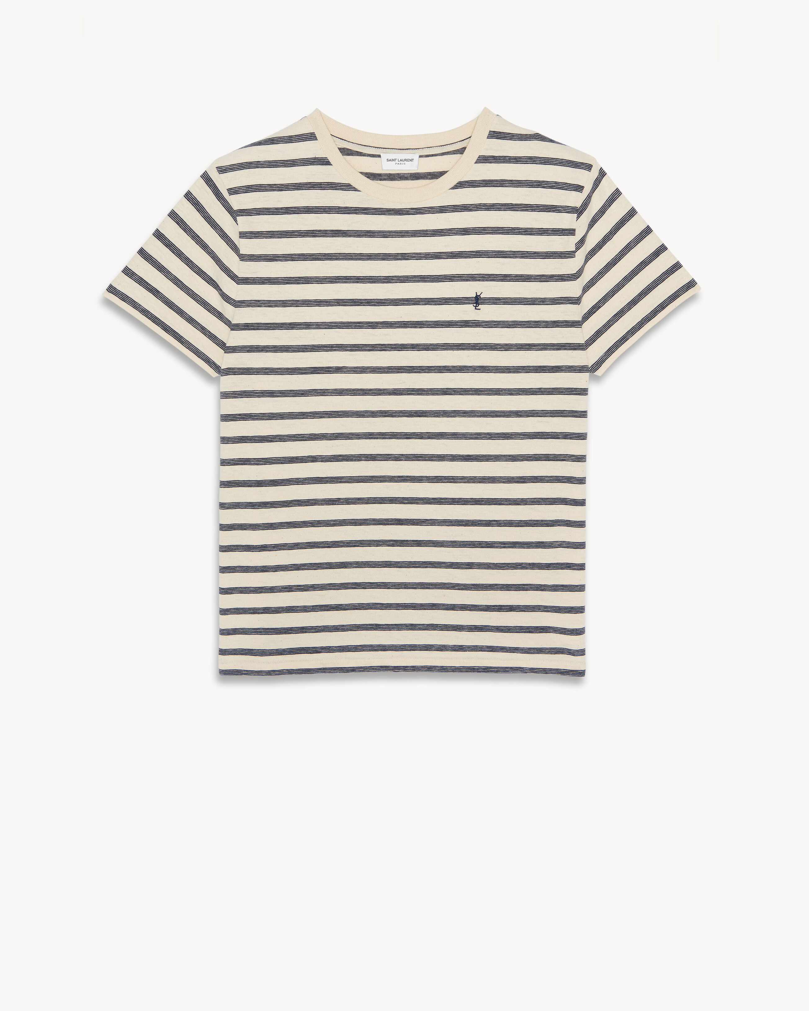 Striped CASSANDRE T-shirt in jersey | Saint Laurent | YSL.com