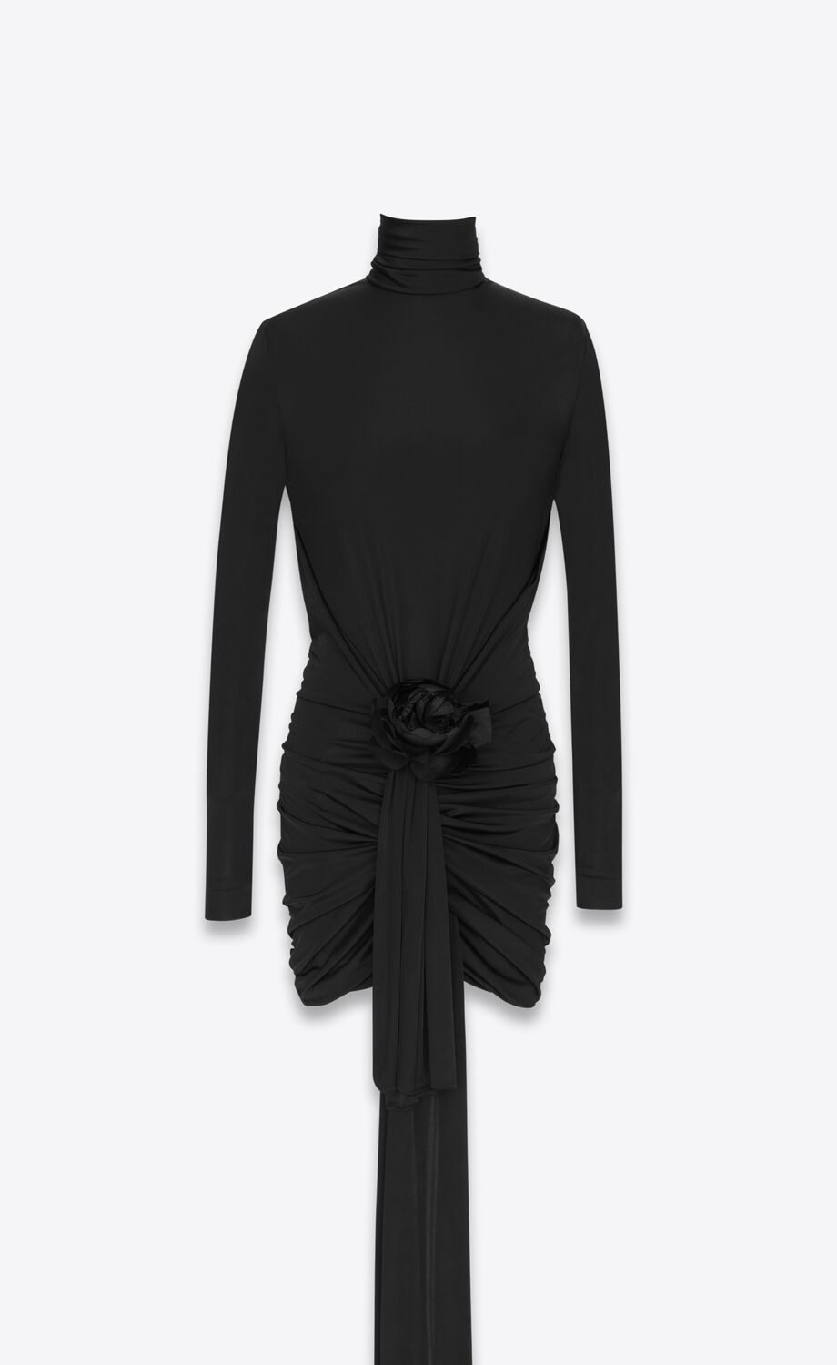 Draped dress in shiny jersey | Saint Laurent | YSL.com