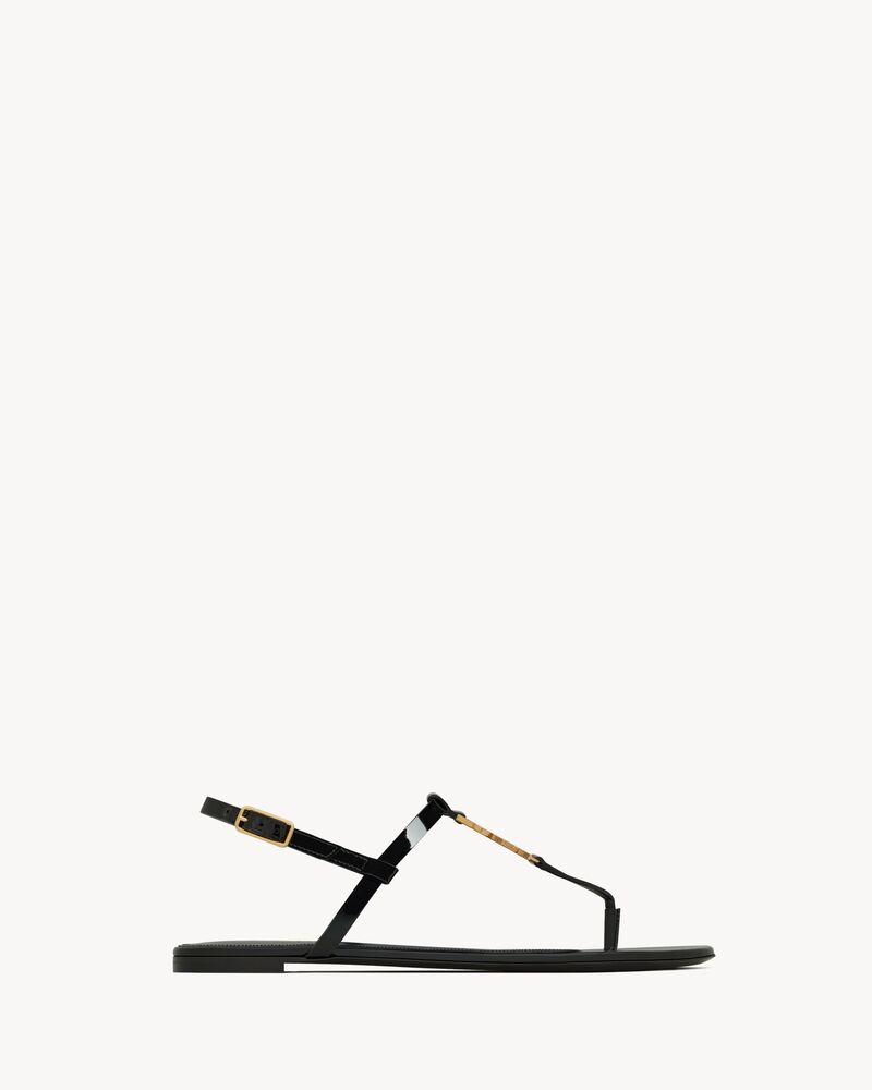 Cassandre ysl logo flat patent sandals Outlet