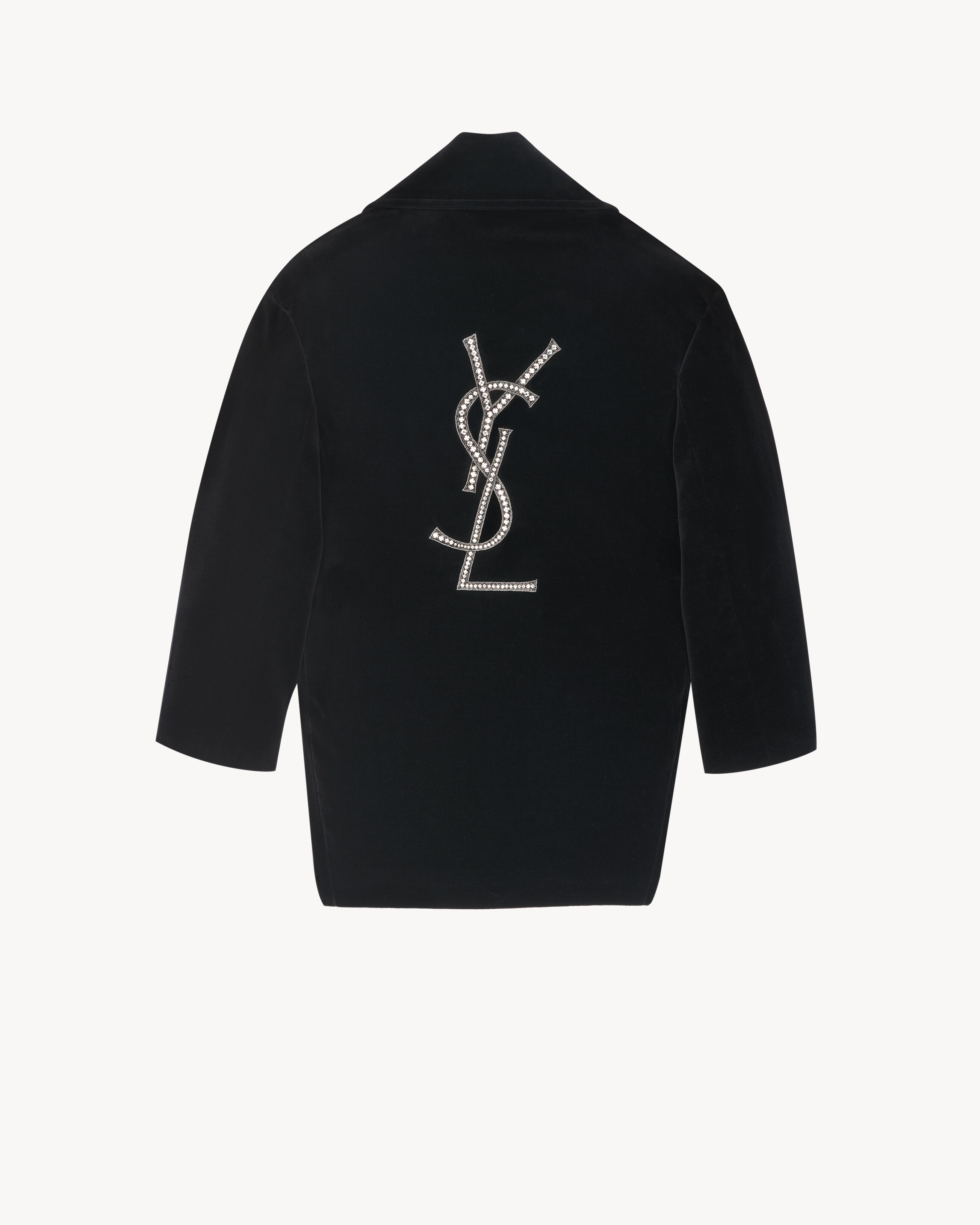 코튼 벨벳 소재의 YSL 오버사이즈 피코트