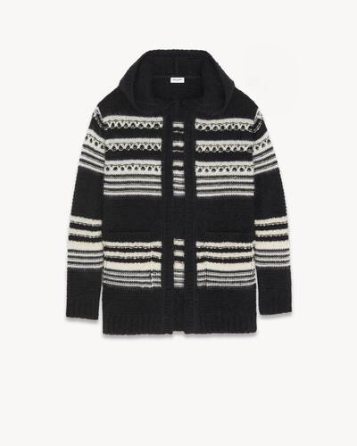 Saint Laurent - Men - Hooded Striped Mohair-blend Cardigan Black - L