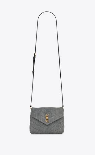 loulou toy strap bag in quilted "y" denim and smooth leather