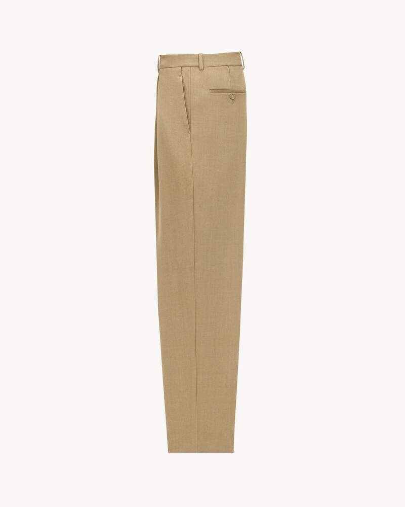 Pantalon taille haute en gabardine de laine