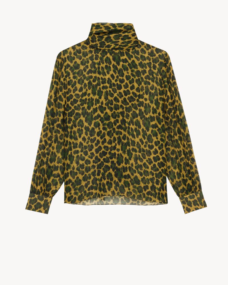 lavallière blouse in leopard silk muslin