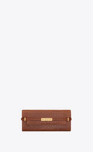 manhattan clutch in crocodile-embossed leather