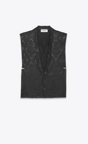 ärmellose bluse aus vintage-jacquard mit paisley-muster
