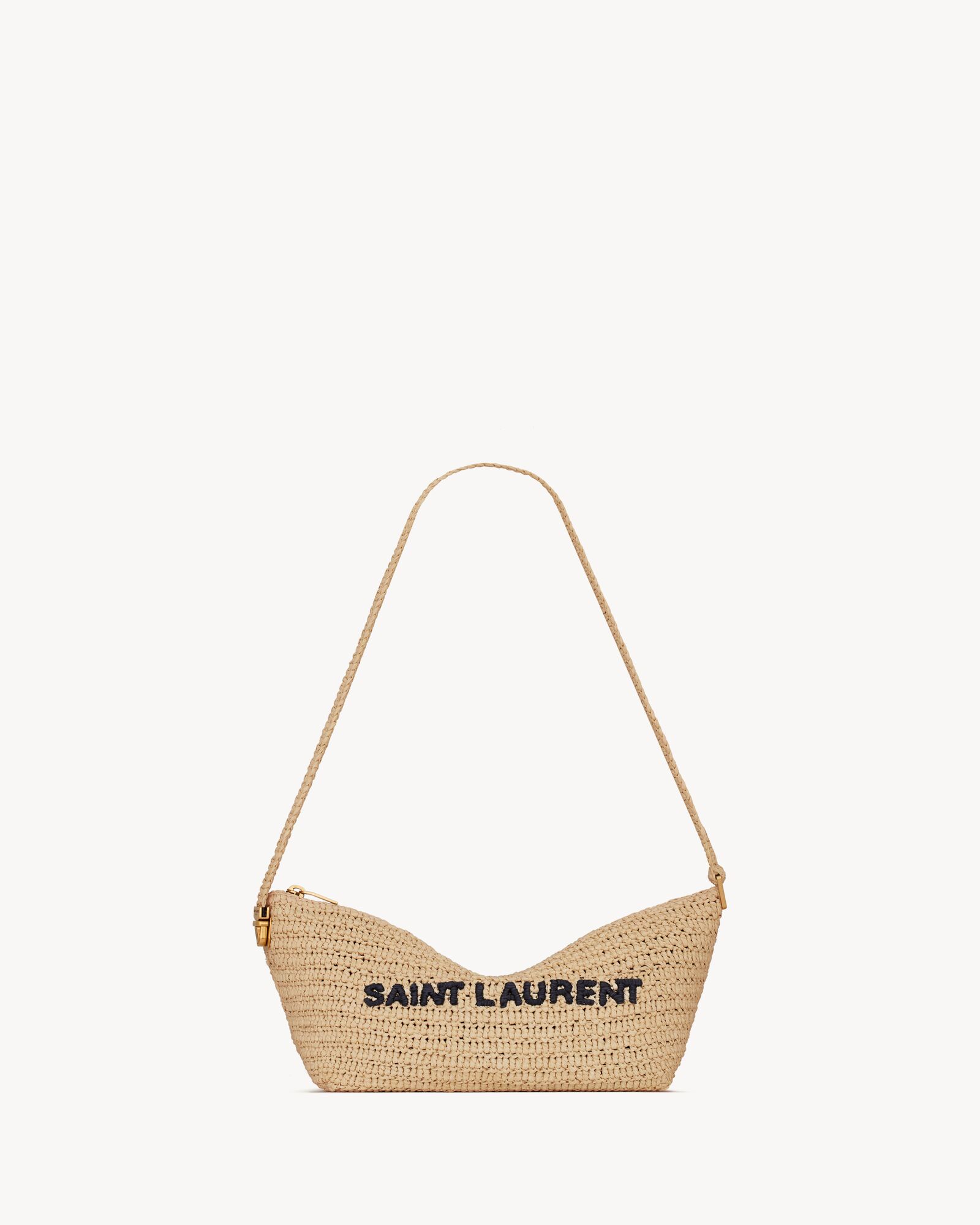 Saint laurent lou raffia and leather shoulder bag on sale