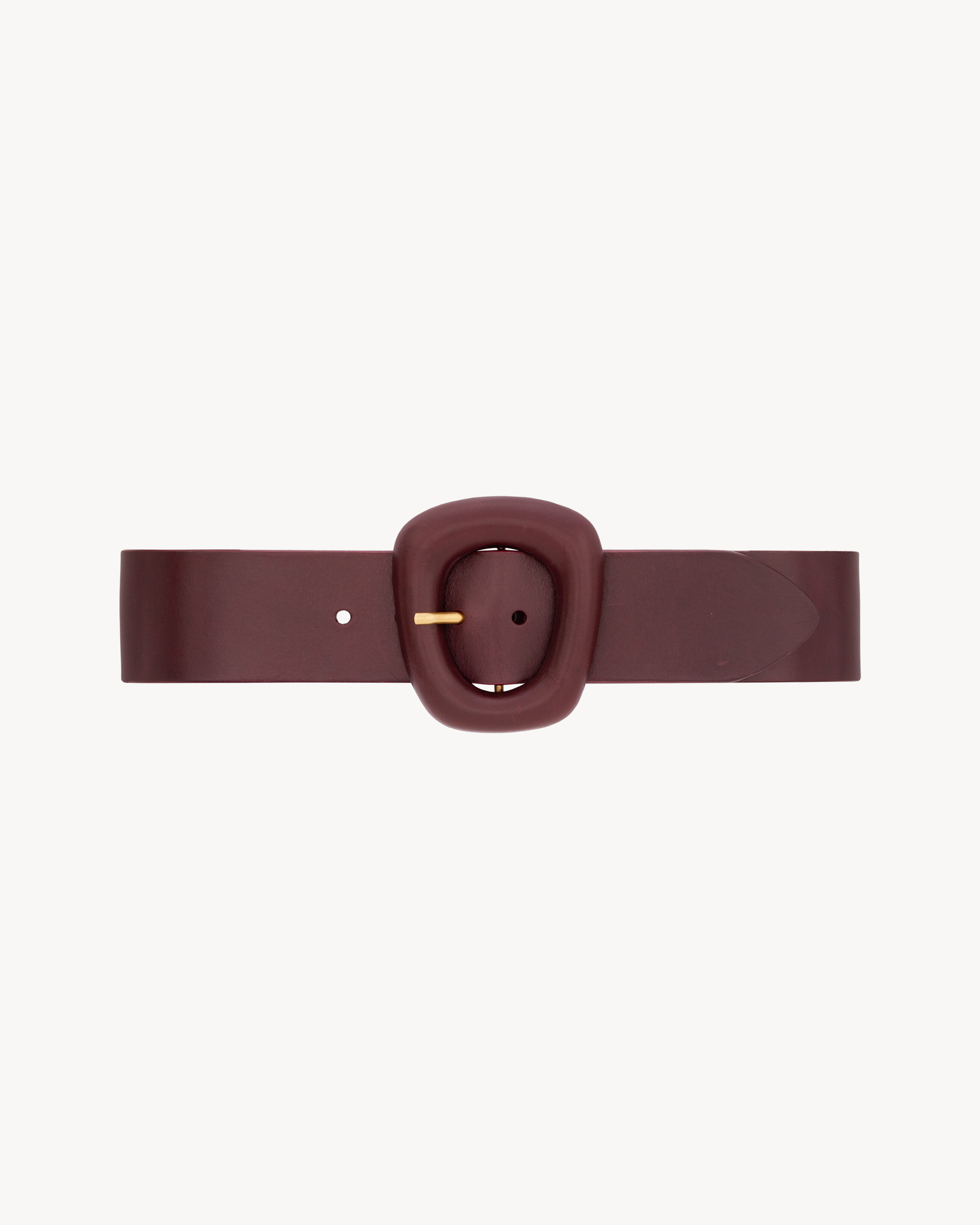 covered buckle belt in leather
