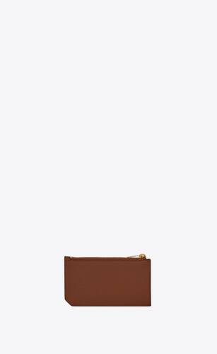tiny cassandre zipped fragments credit card case in grained leather