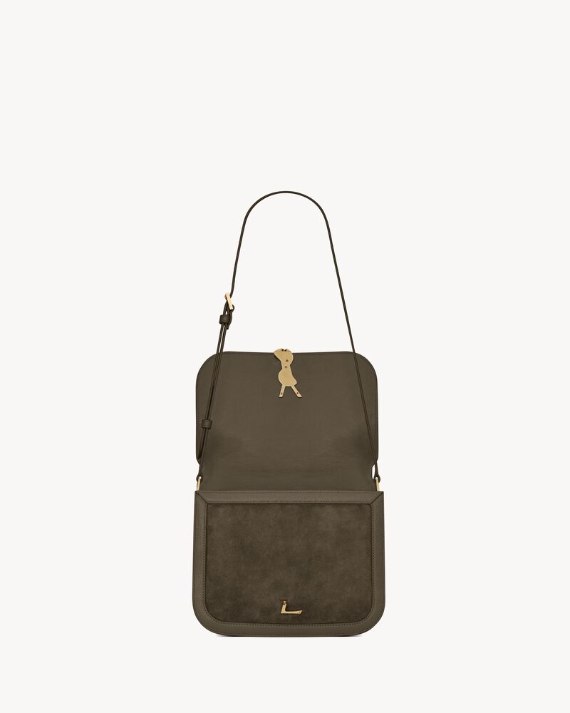 solferino medium soft satchel in suede and smooth leather