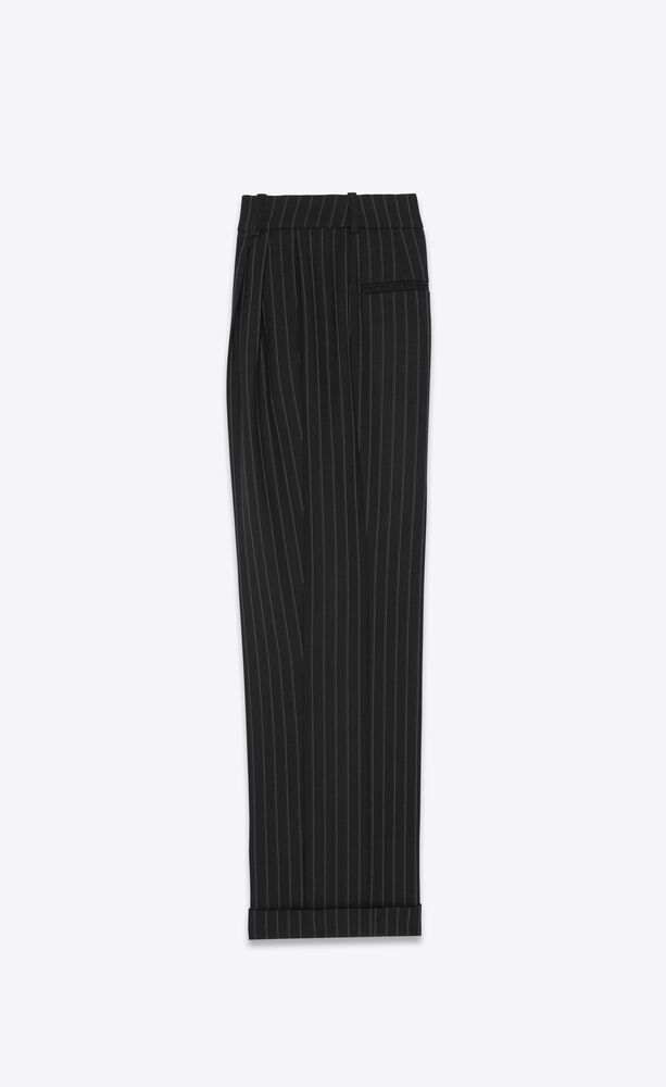 High-waisted pants in striped wool | Saint Laurent | YSL.com
