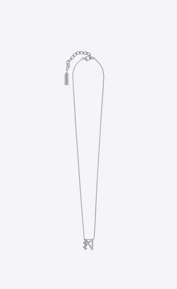 ysl logo necklace silver