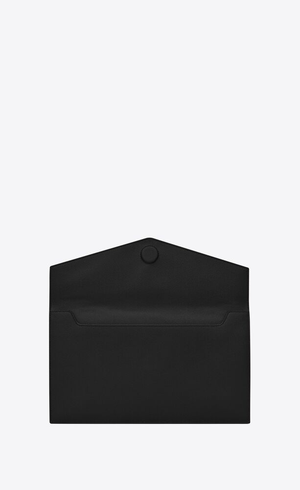Saint Laurent YSL Black Uptown Leather Clutch Pochette For Sale at 1stDibs