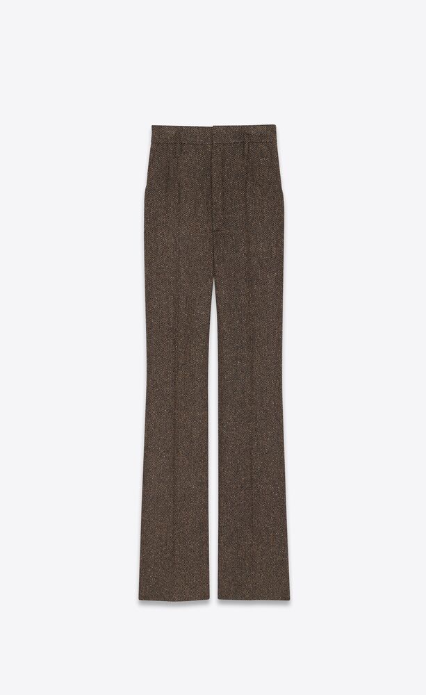 high-waisted pants in chevron tweed
