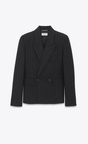oversized short jacket in striped wool felt