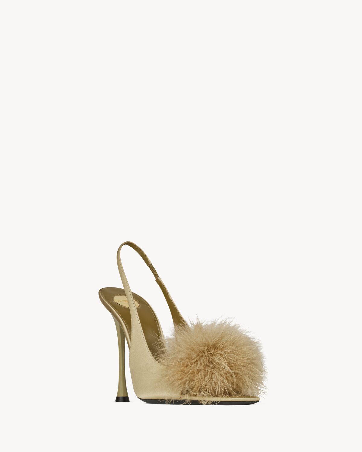 생로랑 새틴과 깃털 소재의 파라디스 샌들 8057579QNBI2974