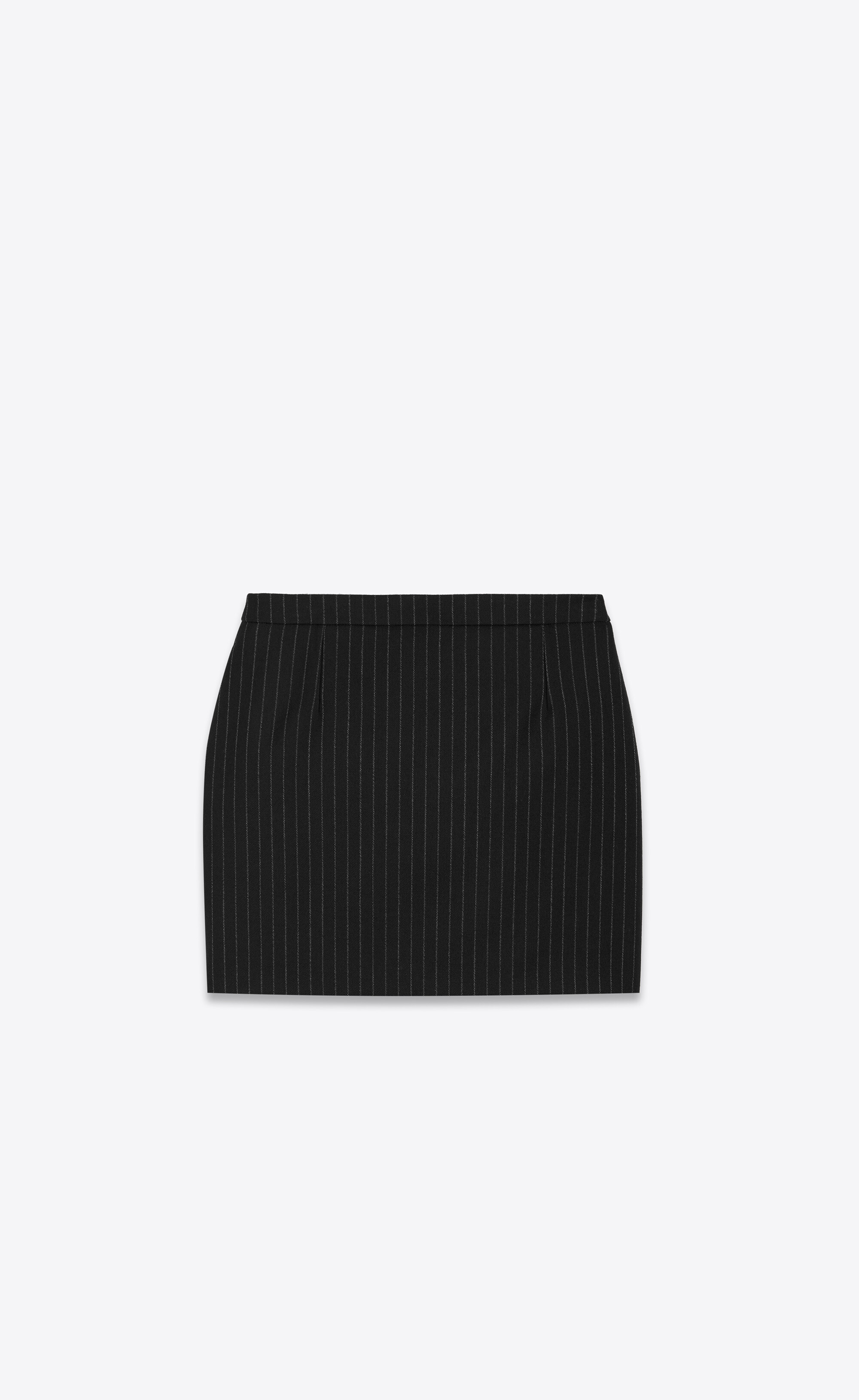 Mini skirt in rive gauche striped wool flannel