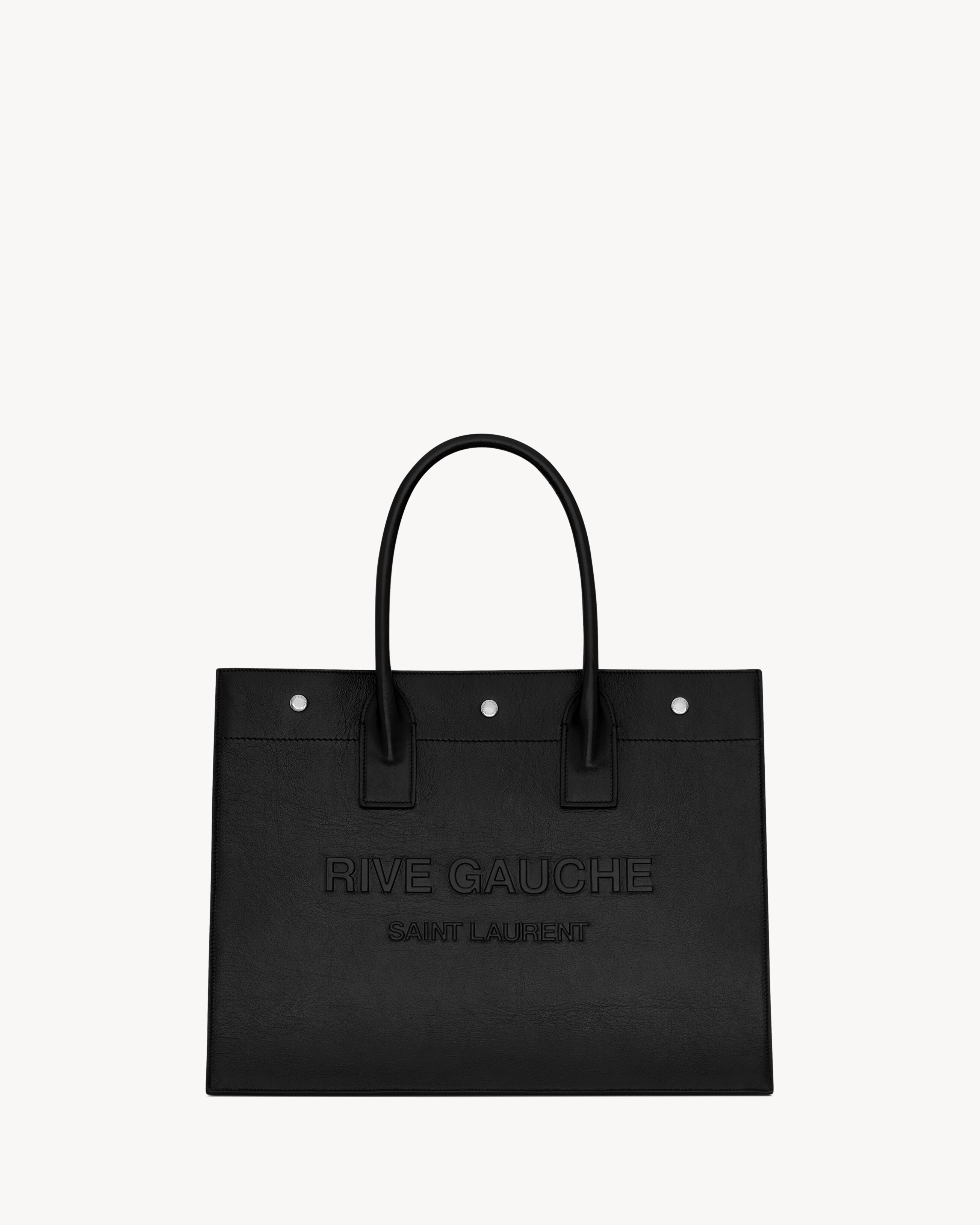 RIVE GAUCHE SMALL TOTE BAG IN LINEN AND LEATHER, Saint Laurent