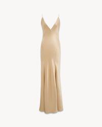 V-neck dress in silk satin