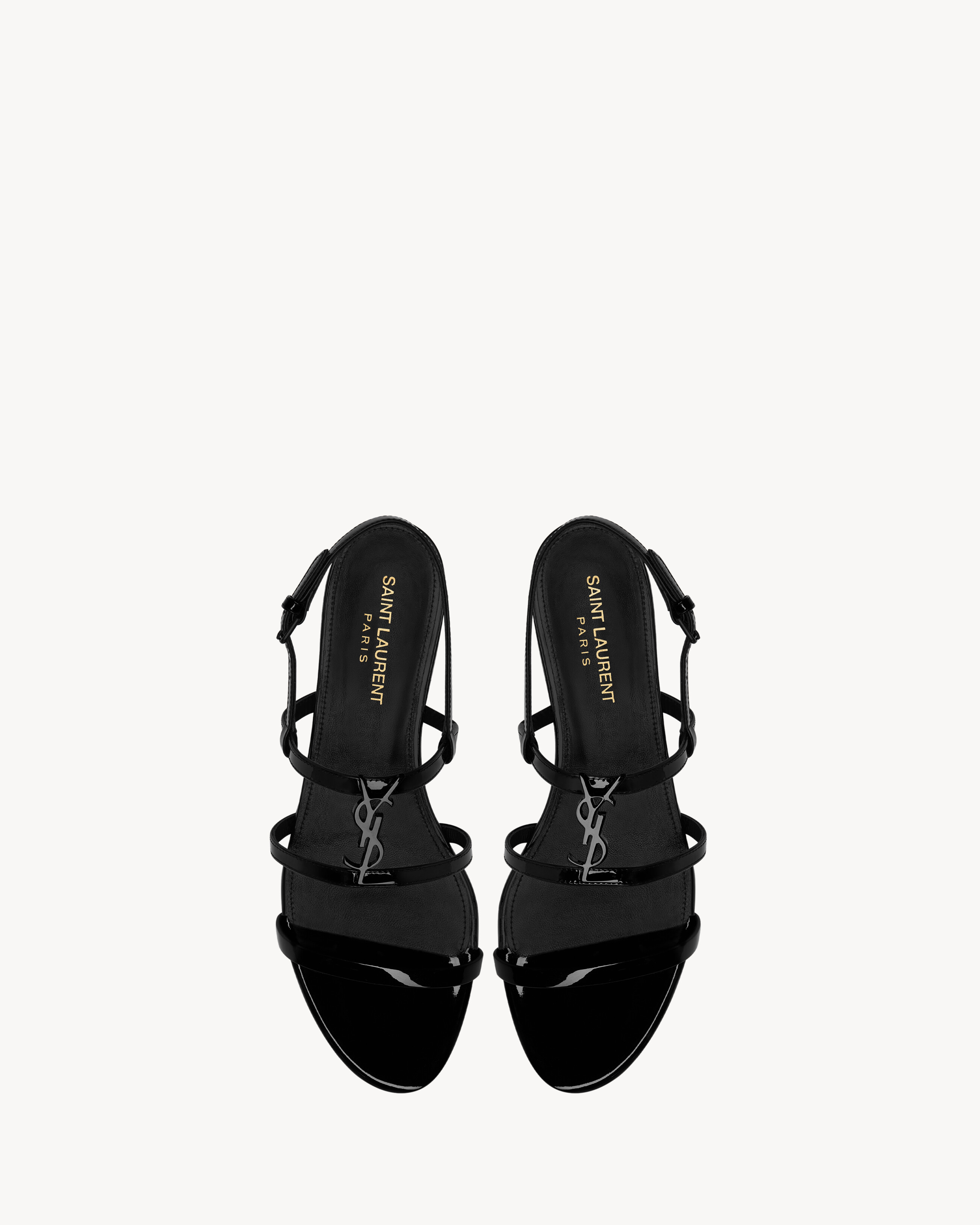 cassandra sandals in patent leather with black monogram