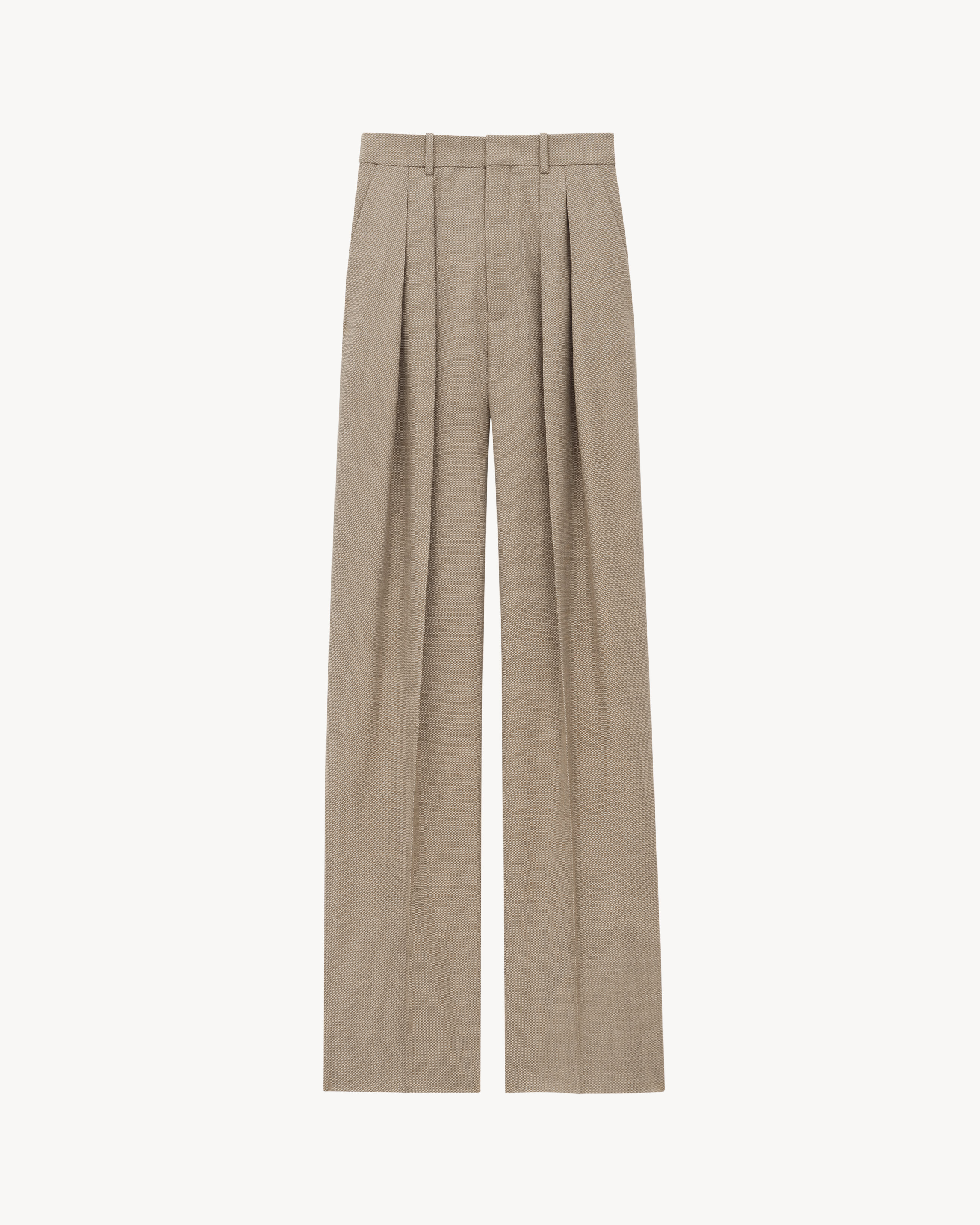 Pantaloni a gamba ampia in lana motivo caviale