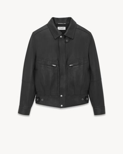 Saint laurent leather trucker hot sale jacket