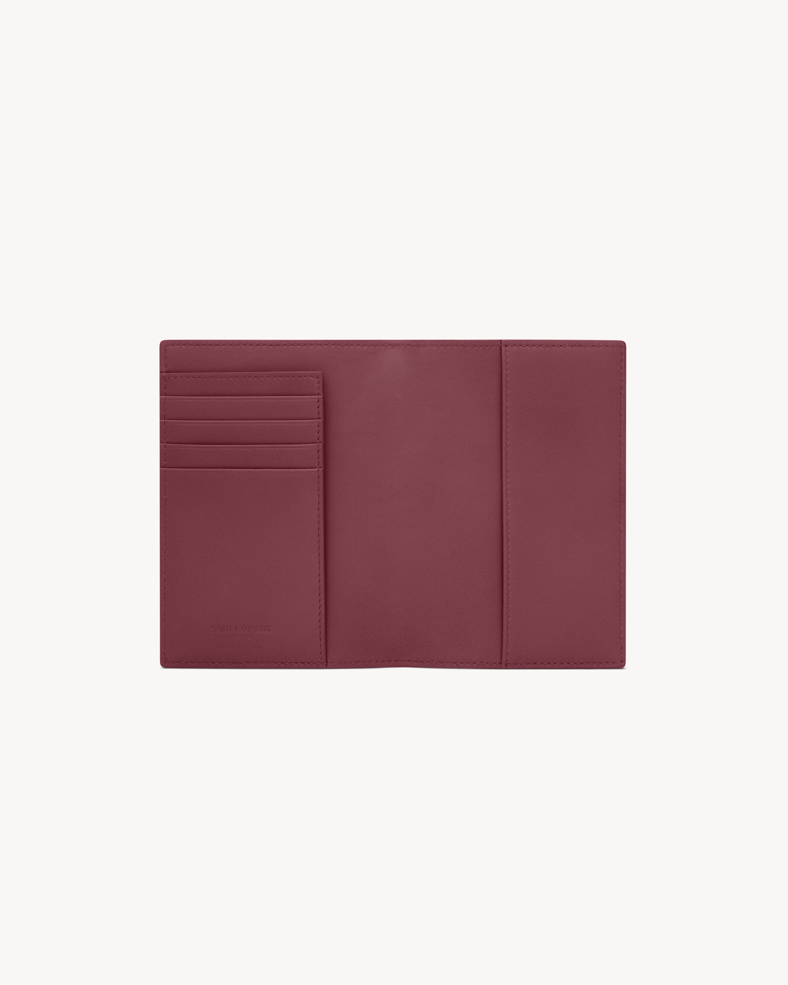 SAINT LAURENT PARIS PASSPORT CASE IN shiny leather