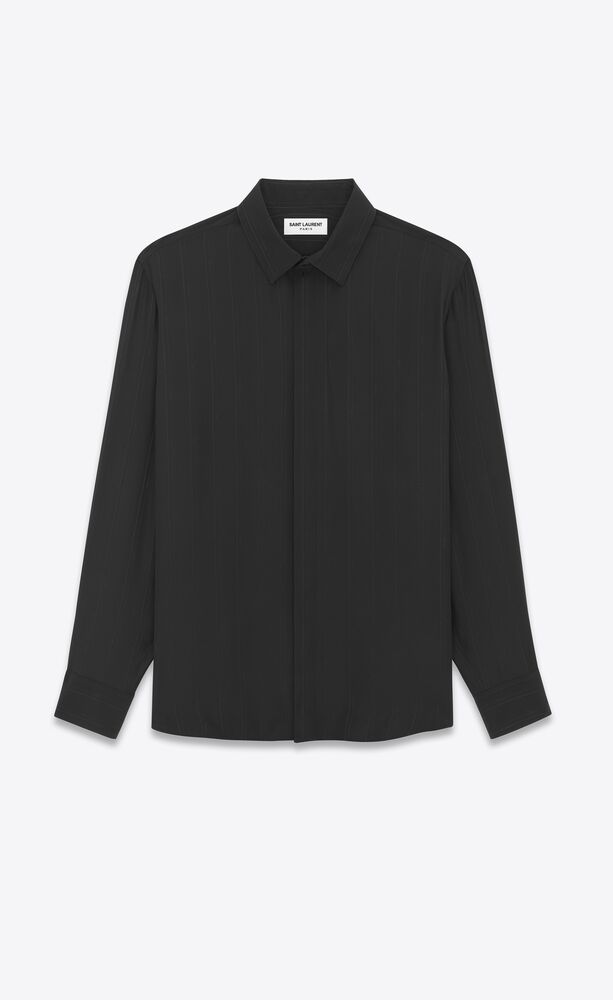 yves collar shirt in matte and shiny cassandre striped silk