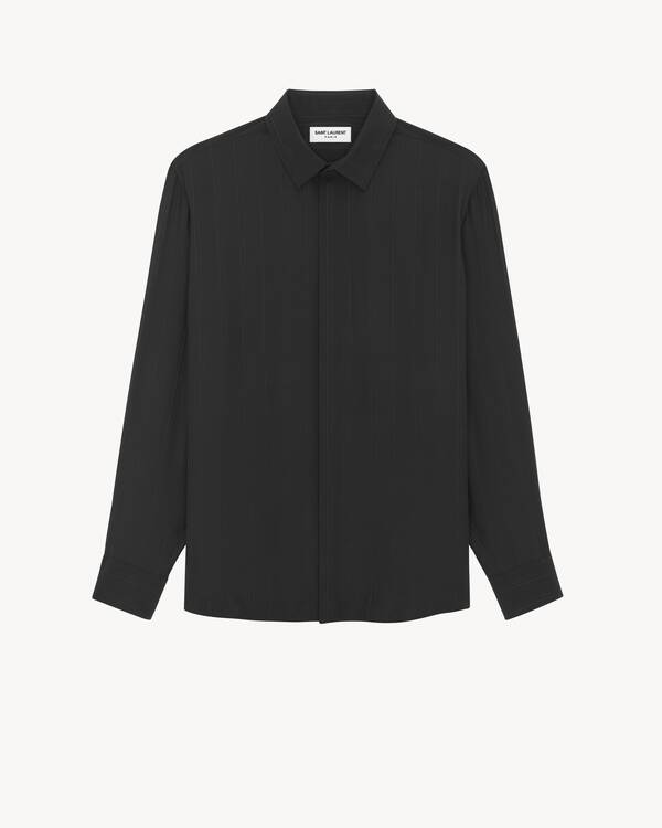 SAINT LAURENT　22AW　ストライプシルクシャツ　サイズ40 シャツ（ストライプ／シルク／サテン） | Saint Laurent | YSL JP