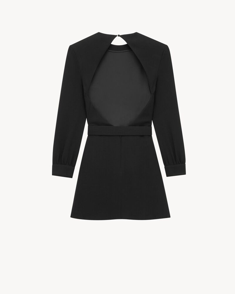 backless mini dress in sable saint laurent