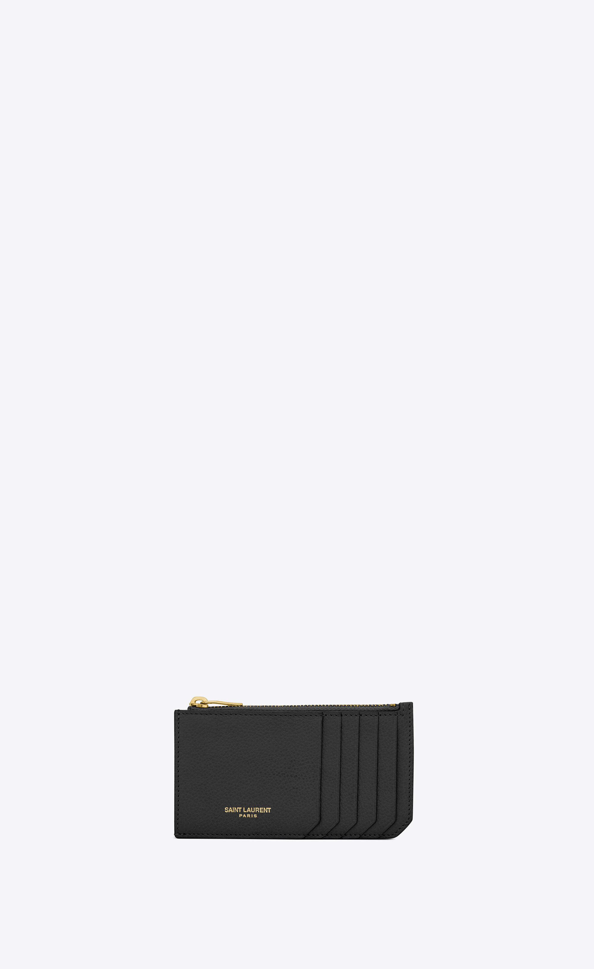 saint laurent paris fragments zipped card case in grained leather