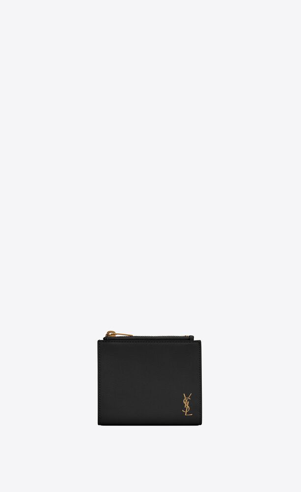 tiny cassandre bi-fold id wallet in grained leather