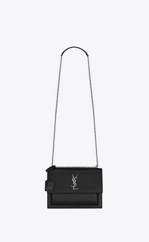 Saint Laurent Monogram Medium Sunset Bag - Burgundy Shoulder Bags, Handbags  - SNT270316