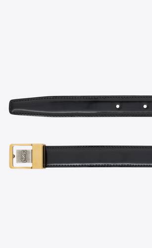 la 66 buckle thin belt in shiny leather