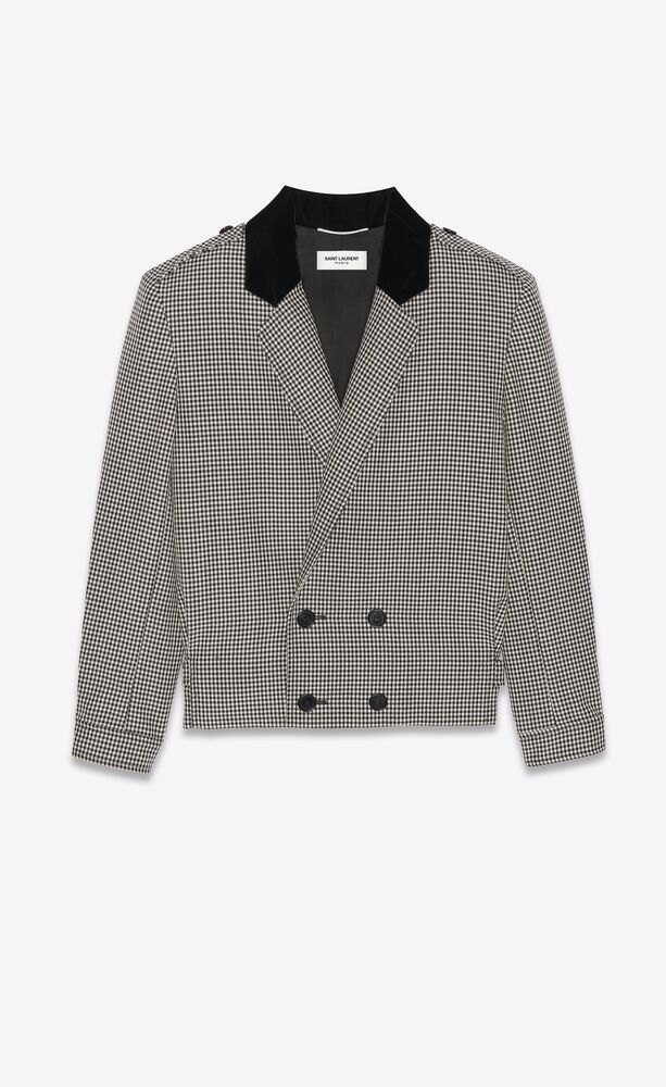 Short double-breasted jacket in gingham 