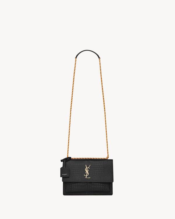 SUNSET Medium tasche aus glanzleder mit krokodilledereffekt Saint Laurent YSL