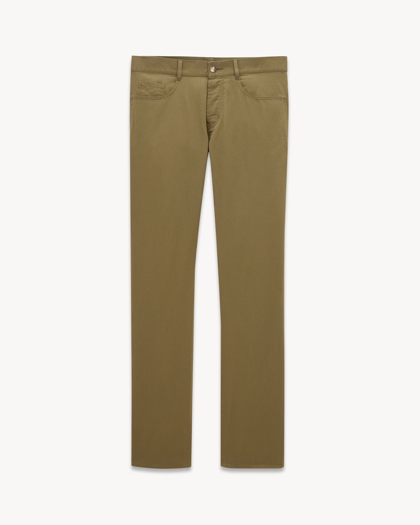 Relaxed slim pants in khaki green cotton | Saint Laurent | YSL.com